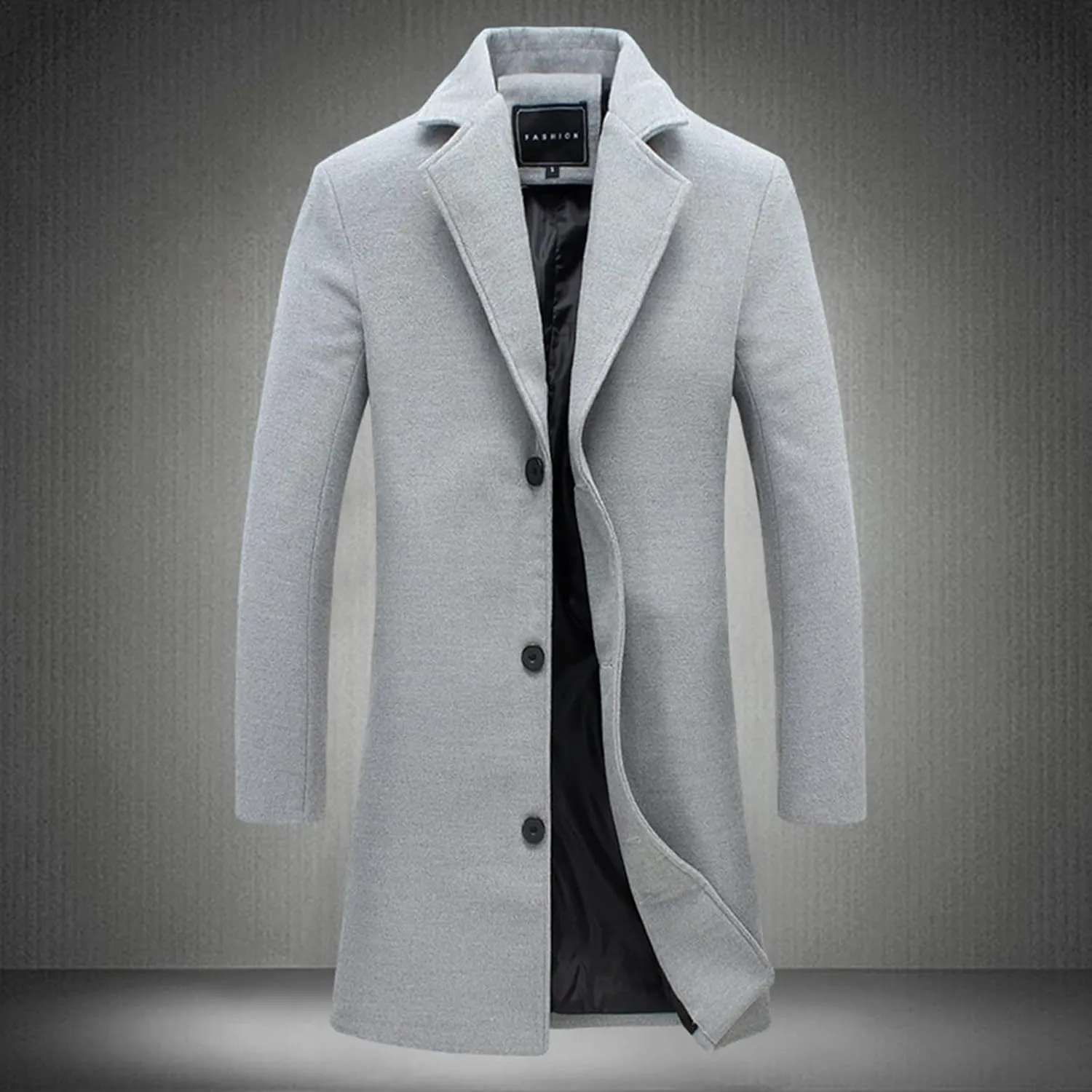 Men's Casual Trench Coat Slim Fit Spread Collar Long Sleeve Jacket Thicken Overcoat Plus Size Vintage Breasted Pea Coat