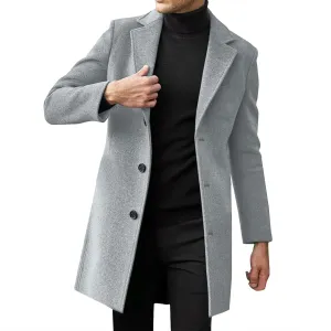 Men's Casual Trench Coat Slim Fit Spread Collar Long Sleeve Jacket Thicken Overcoat Plus Size Vintage Breasted Pea Coat