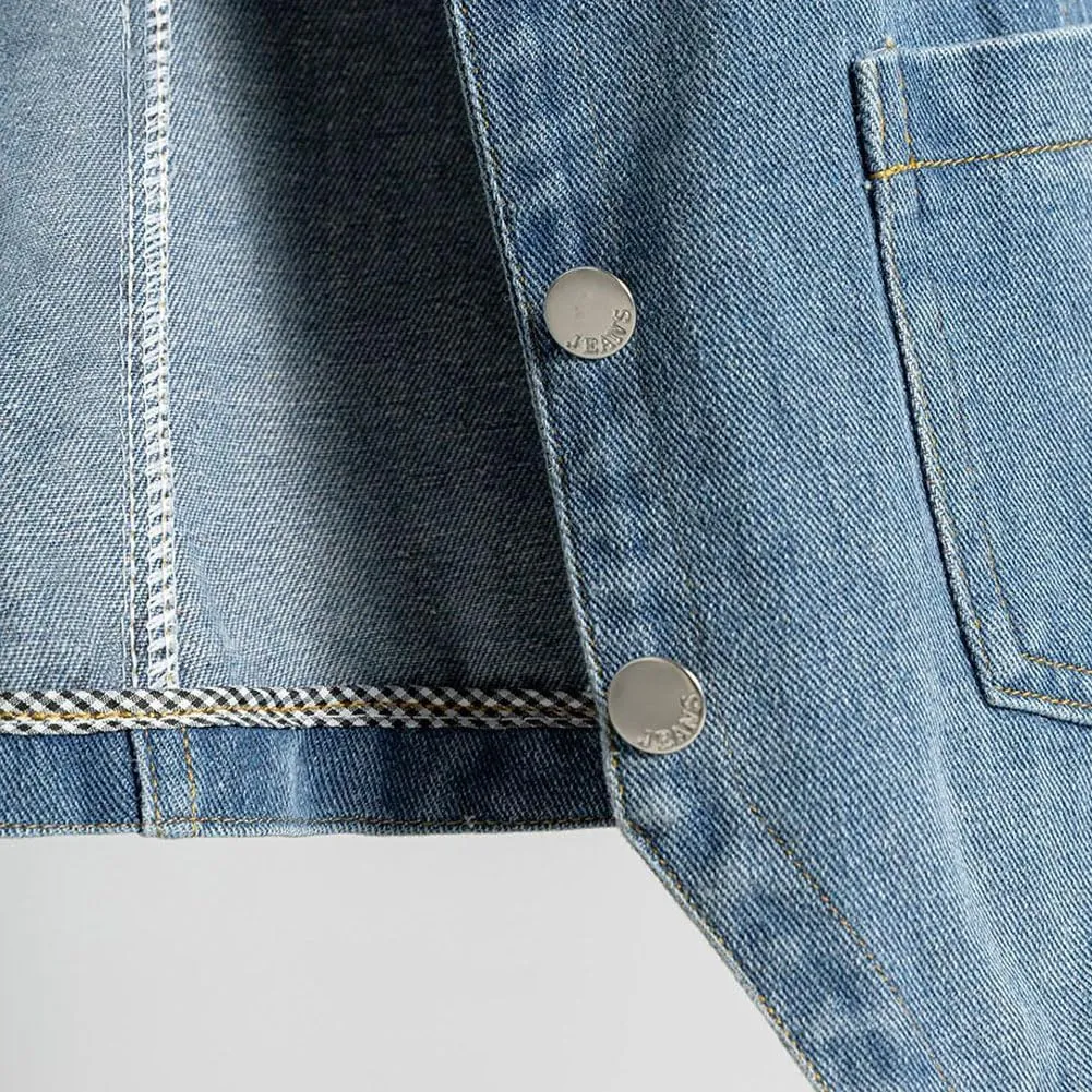 Mens Denim Vests Sleeveless Western Cowboy Retro Button Down Jean Vest Jackets