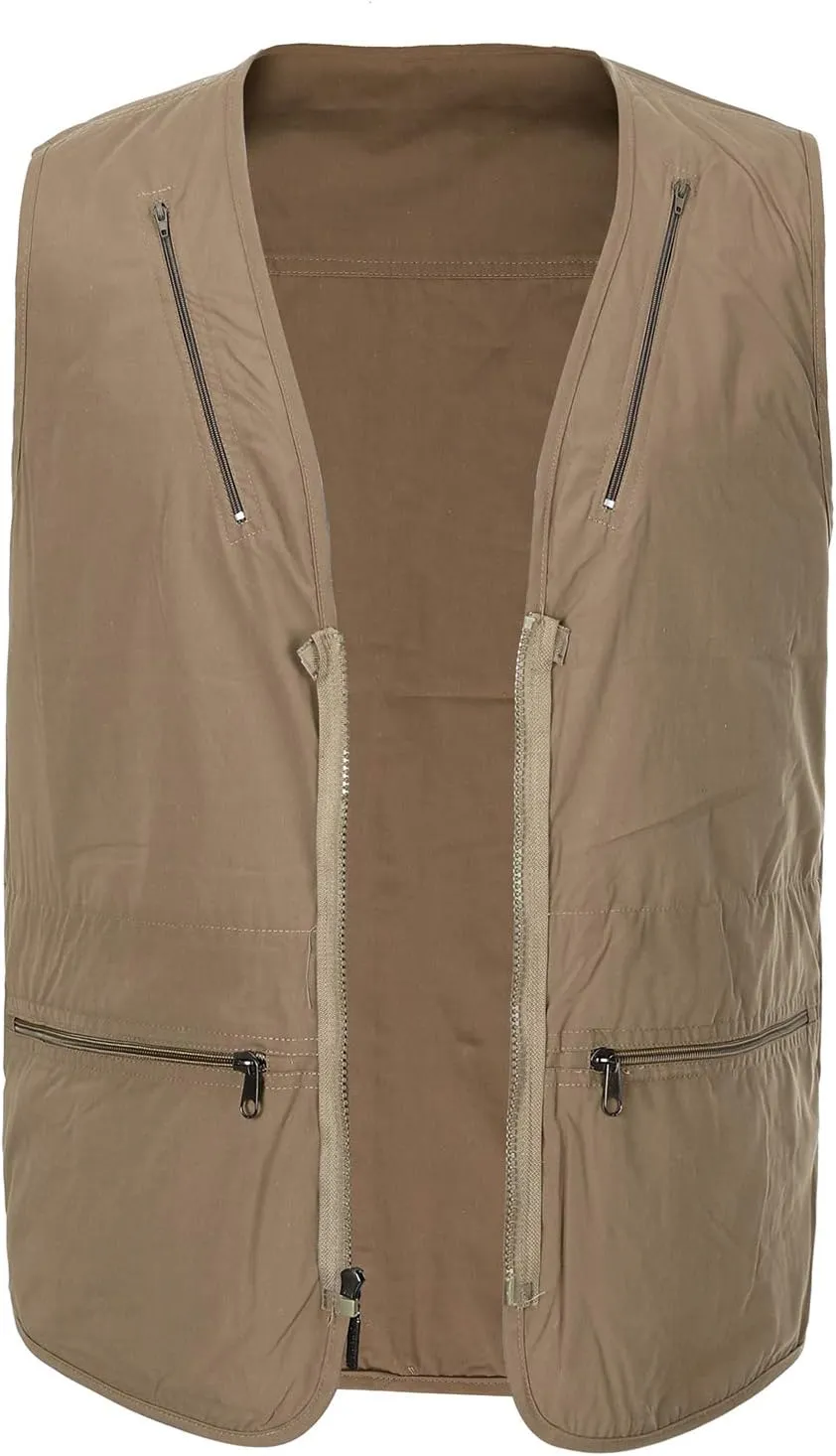 Mens Fishing Vest Multi Pocket Vests Safari Travel Photo Work Jacket Alive Outerwear