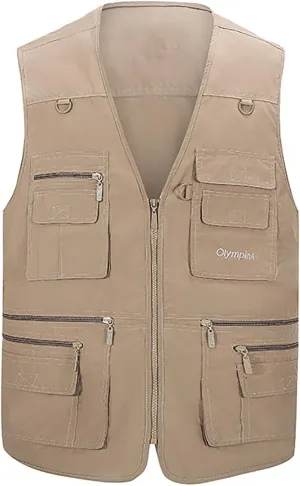 Mens Fishing Vest Multi Pocket Vests Safari Travel Photo Work Jacket Alive Outerwear