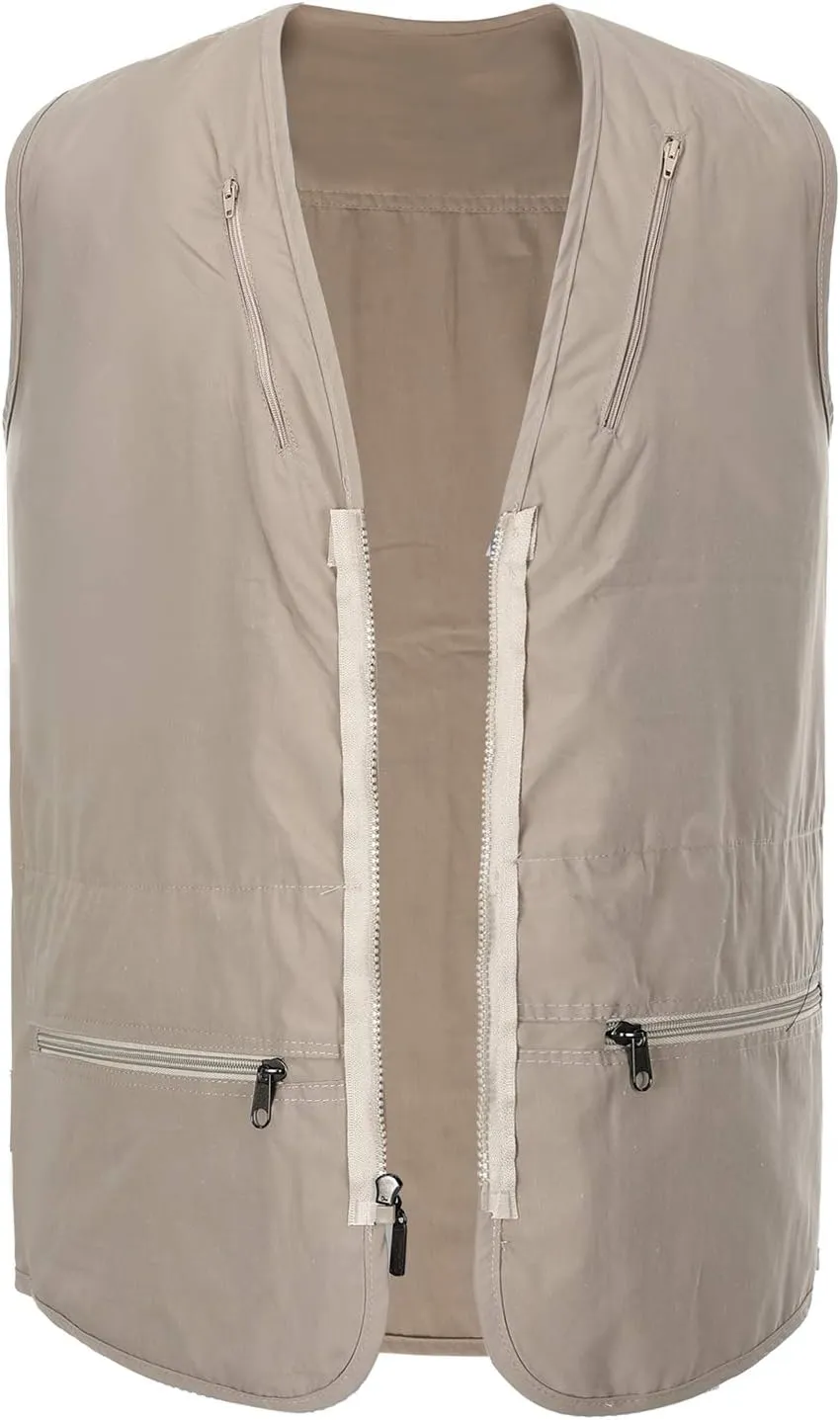 Mens Fishing Vest Multi Pocket Vests Safari Travel Photo Work Jacket Alive Outerwear