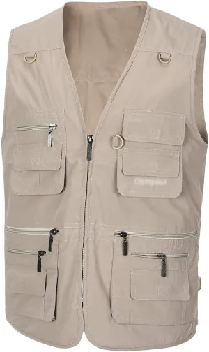 Mens Fishing Vest Multi Pocket Vests Safari Travel Photo Work Jacket Alive Outerwear