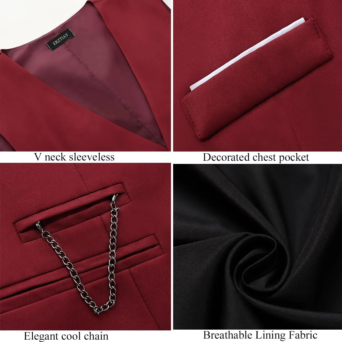 Men's Formal Dress Vest Business Slim Fit Sleeveless Tuxedo Suit Vest Waistcoat