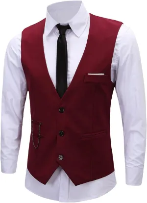 Men's Formal Dress Vest Business Slim Fit Sleeveless Tuxedo Suit Vest Waistcoat