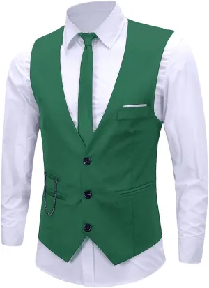 Men's Formal Dress Vest Business Slim Fit Sleeveless Tuxedo Suit Vest Waistcoat