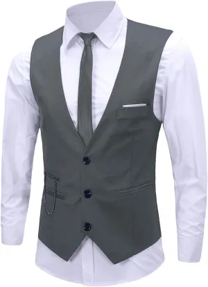 Men's Formal Dress Vest Business Slim Fit Sleeveless Tuxedo Suit Vest Waistcoat