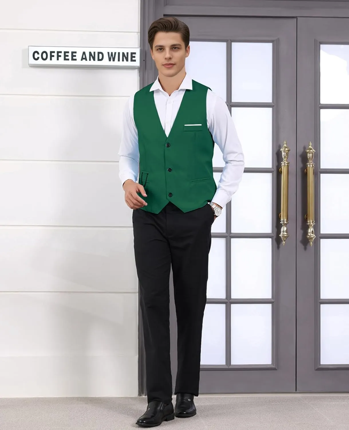 Men's Formal Dress Vest Business Slim Fit Sleeveless Tuxedo Suit Vest Waistcoat