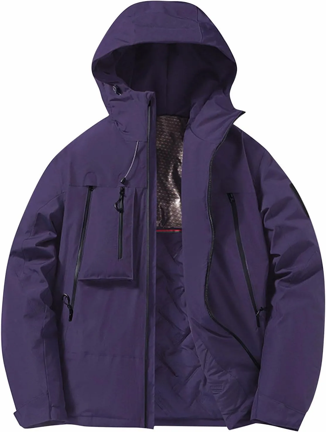 Mens Jacket Winter Zip Up Hoodies Casual Fashion Loose Pockets Windproof Long Sleeve Coat