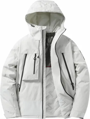 Mens Jacket Winter Zip Up Hoodies Casual Fashion Loose Pockets Windproof Long Sleeve Coat