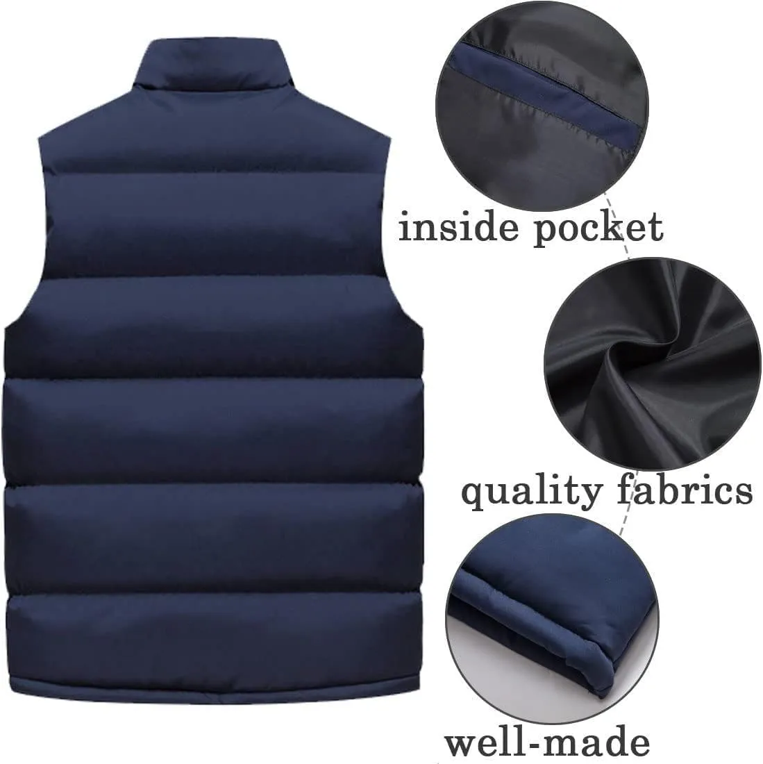 Men's Outerwear Vests Winter Warm Outdoor Padded Puffer Lightweight Vest