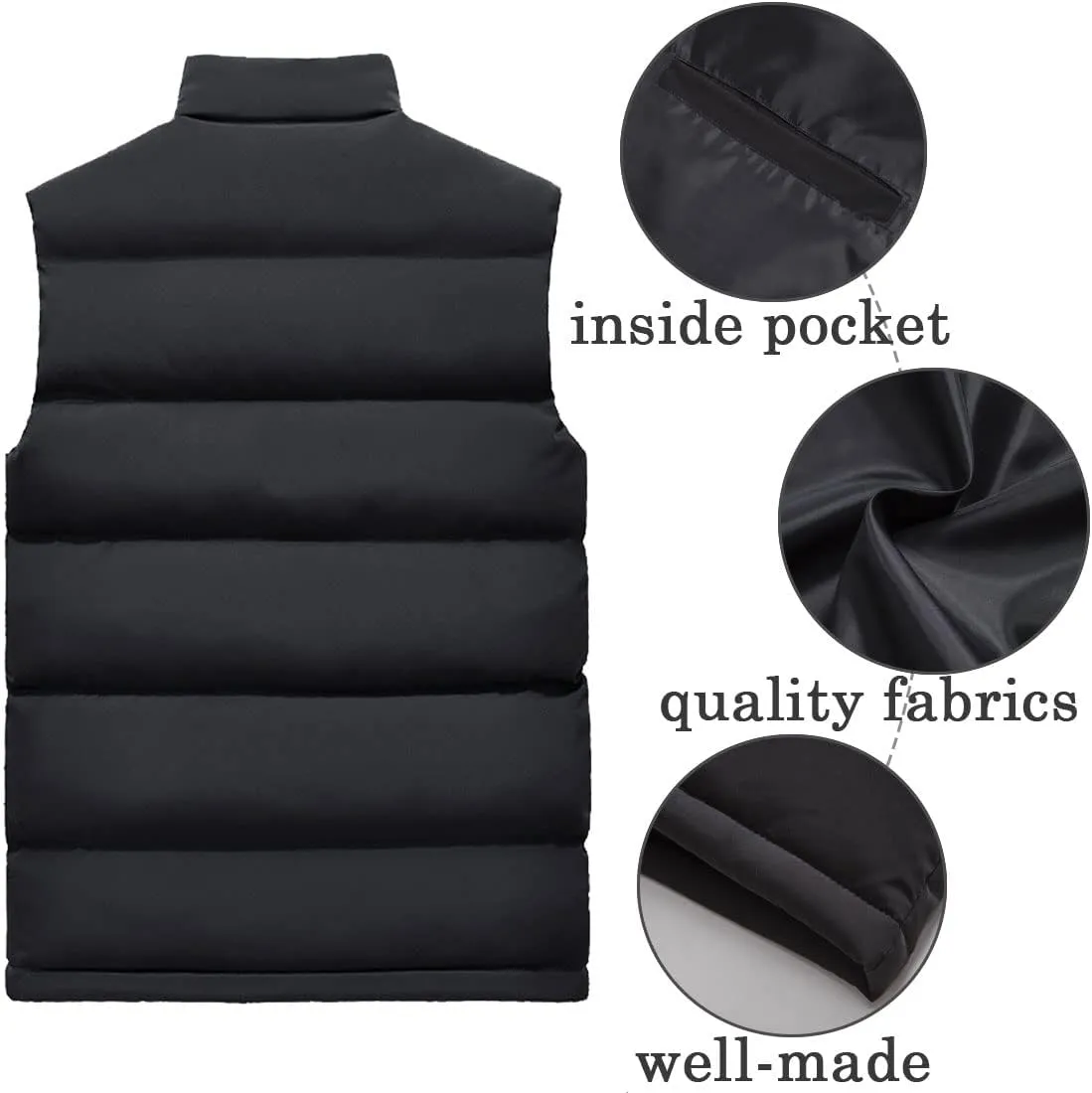 Men's Outerwear Vests Winter Warm Outdoor Padded Puffer Lightweight Vest