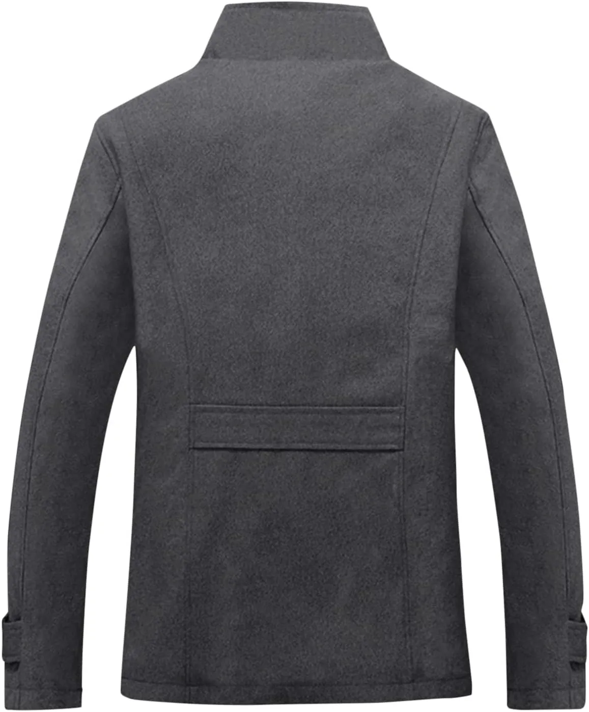 Men's Pea Coats Stand Collar Single-Breasted Trench Jackets Fall Winter Zipper Pocket Work Dress Overcoat Plus Size