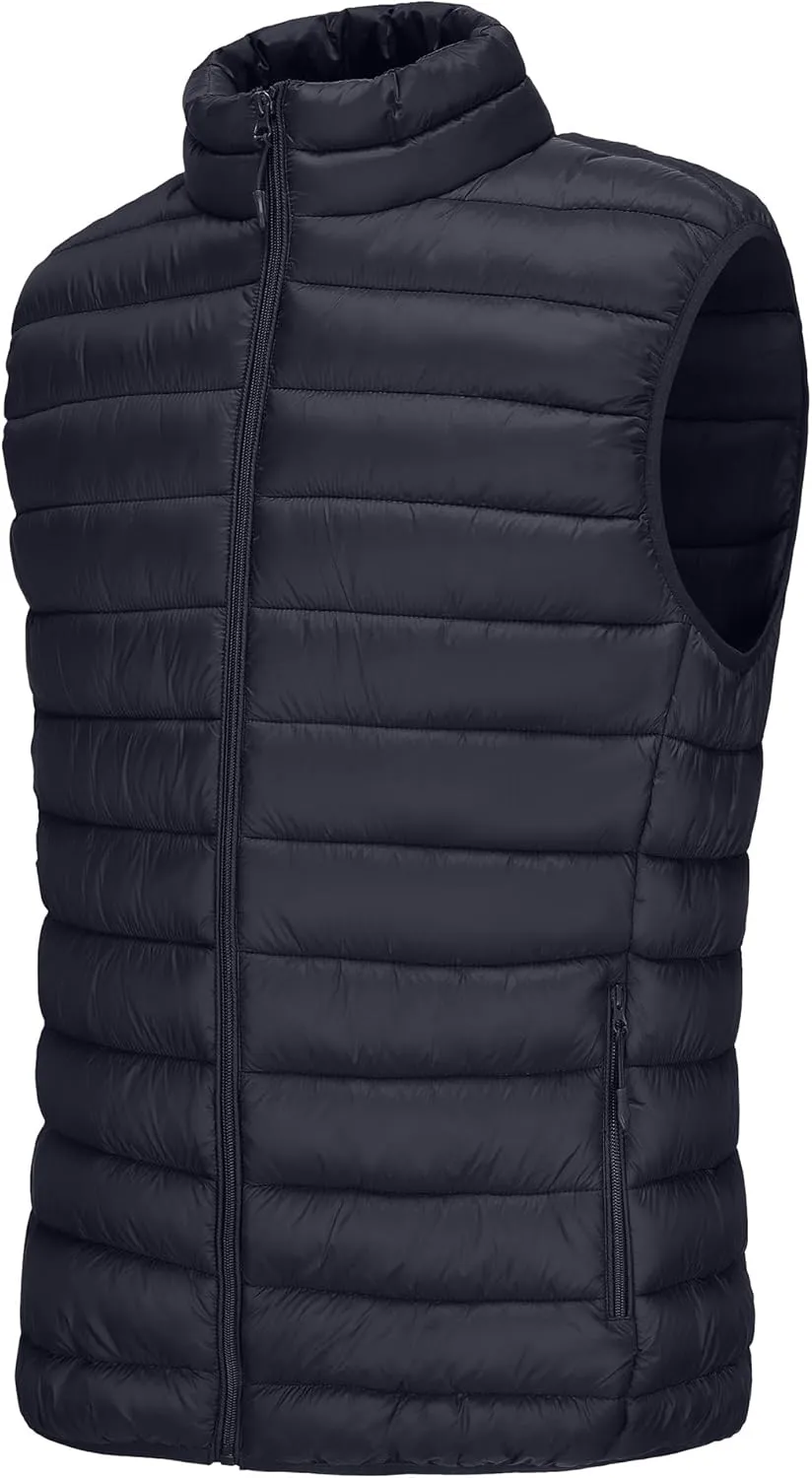 Men's Puffer Vest Outerwear Winter Warm Sleeveless Jacket Zipper Quilted Puffy Vests Size M To 2XL
