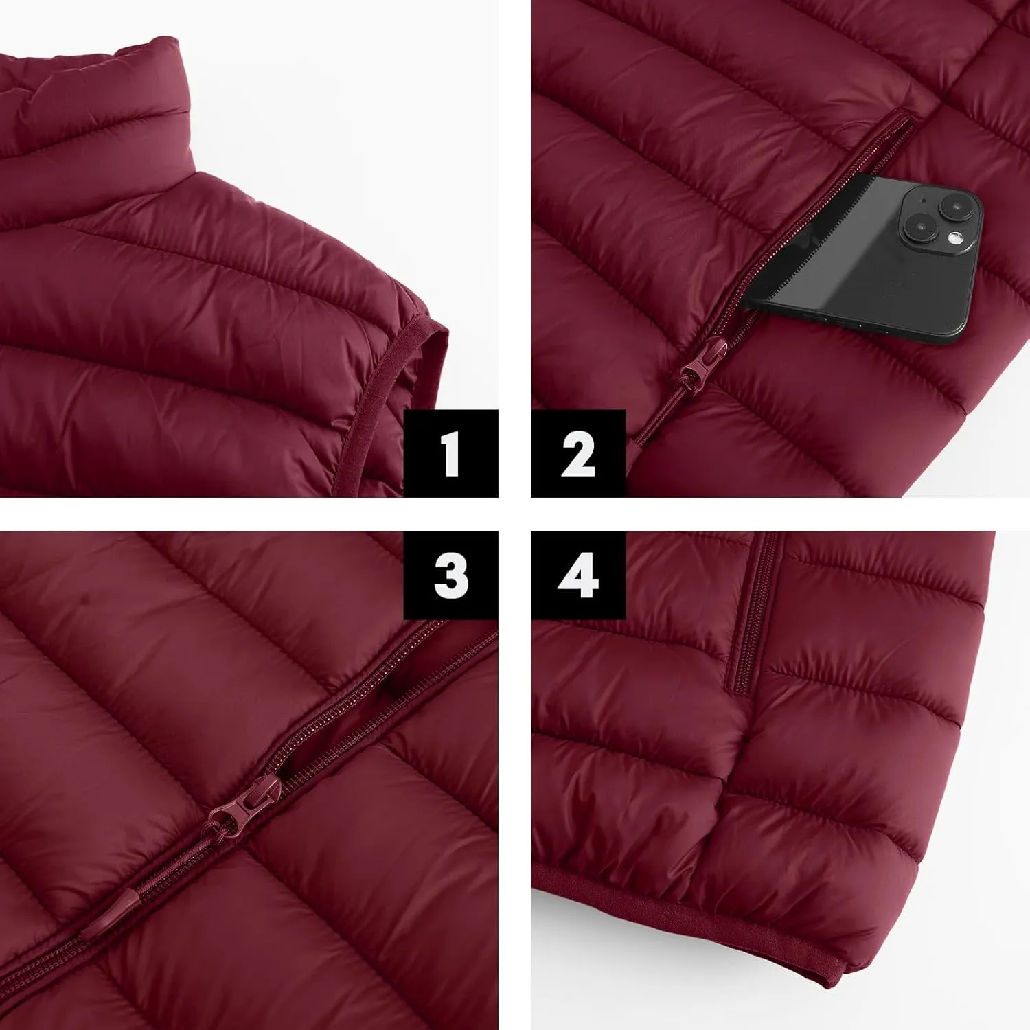 Men's Puffer Vest Outerwear Winter Warm Sleeveless Jacket Zipper Quilted Puffy Vests Size M To 2XL