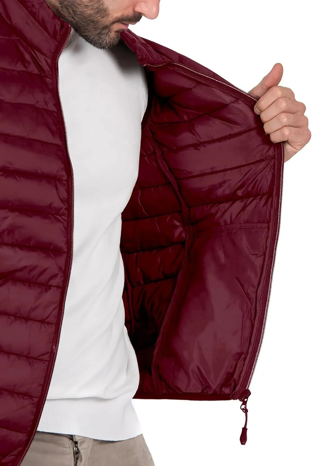 Men's Puffer Vest Outerwear Winter Warm Sleeveless Jacket Zipper Quilted Puffy Vests Size M To 2XL