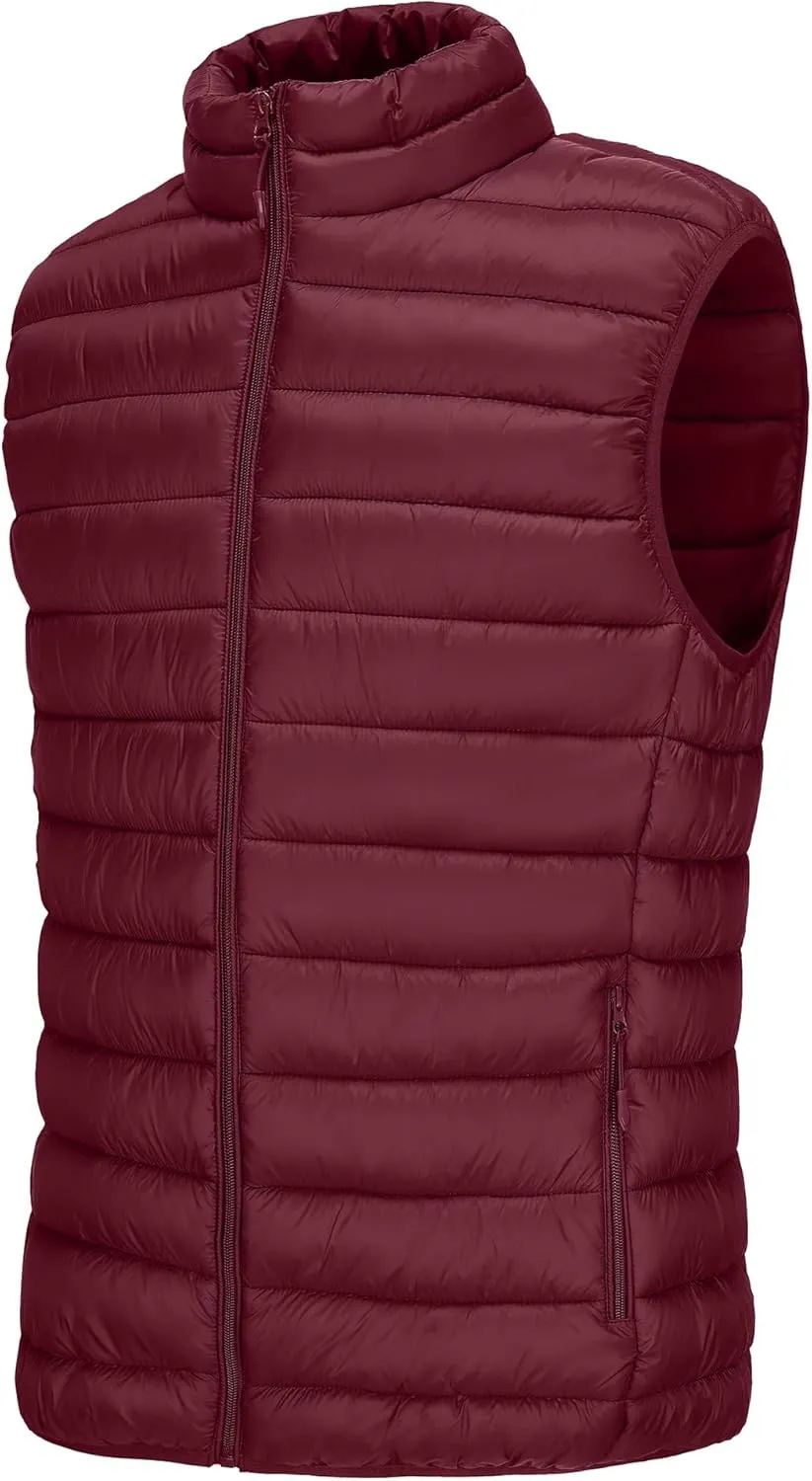 Men's Puffer Vest Outerwear Winter Warm Sleeveless Jacket Zipper Quilted Puffy Vests Size M To 2XL