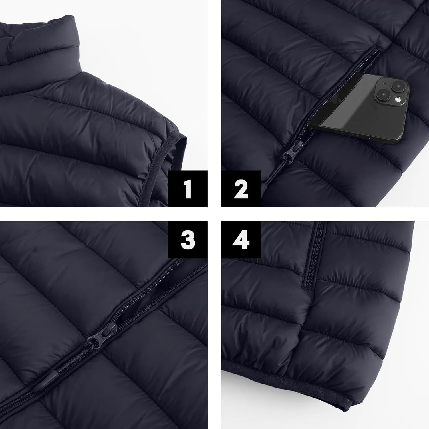 Men's Puffer Vest Outerwear Winter Warm Sleeveless Jacket Zipper Quilted Puffy Vests Size M To 2XL