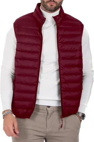 Men's Puffer Vest Outerwear Winter Warm Sleeveless Jacket Zipper Quilted Puffy Vests Size M To 2XL