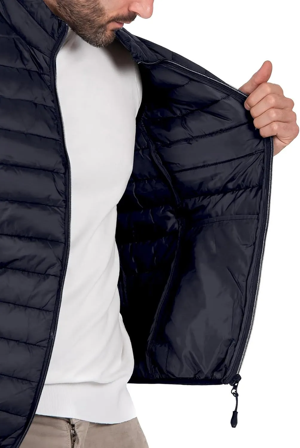 Men's Puffer Vest Outerwear Winter Warm Sleeveless Jacket Zipper Quilted Puffy Vests Size M To 2XL