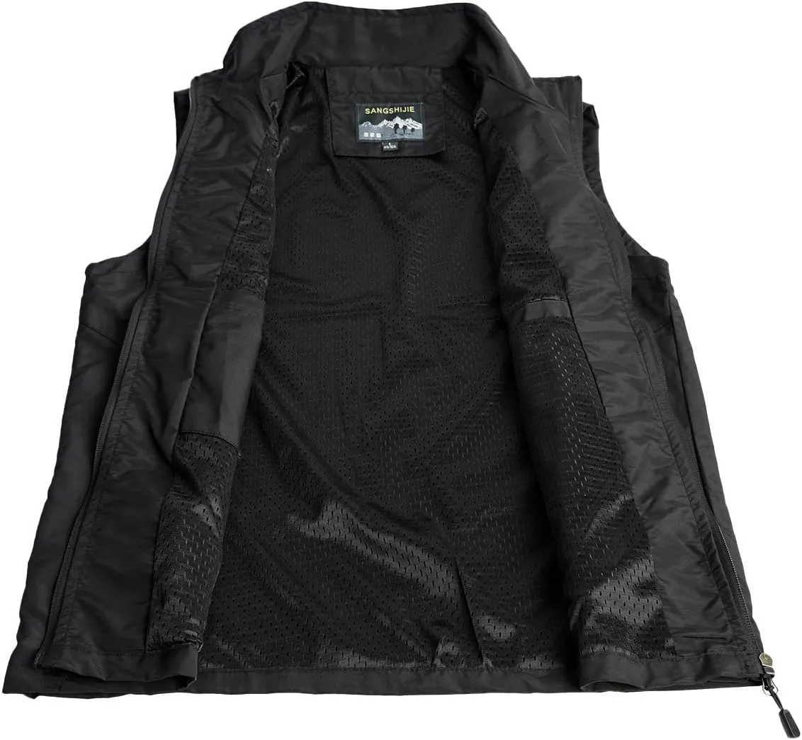 Mens Quick Dry Fishing Vests Lightweight Sleeveless Jackets with Zipper Pockets for Travel Hiking