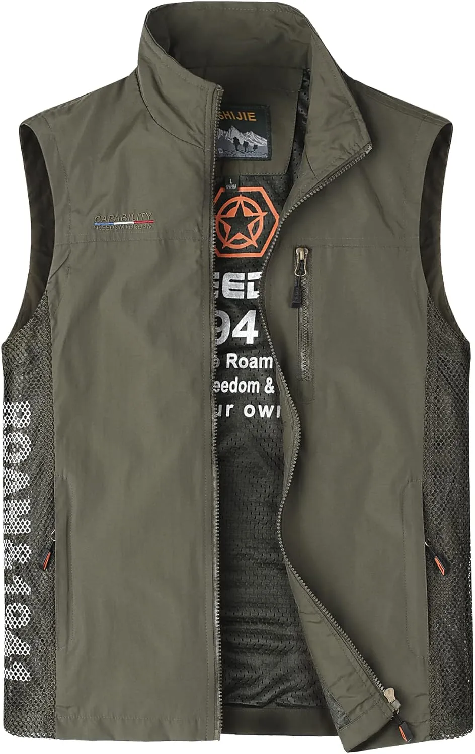 Mens Quick Dry Fishing Vests Lightweight Sleeveless Jackets with Zipper Pockets for Travel Hiking