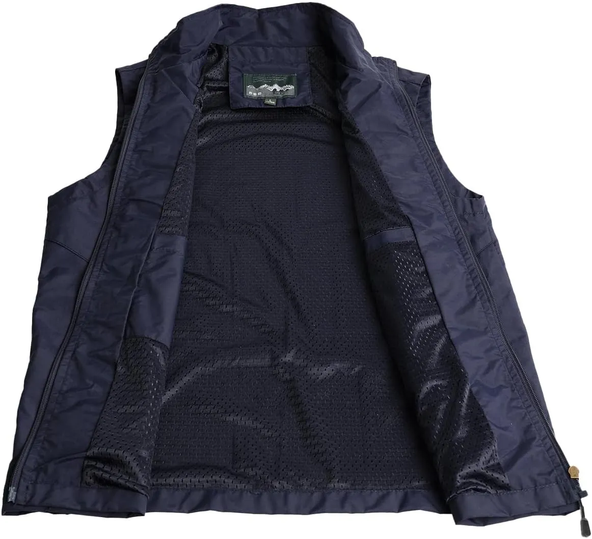 Mens Quick Dry Fishing Vests Lightweight Sleeveless Jackets with Zipper Pockets for Travel Hiking