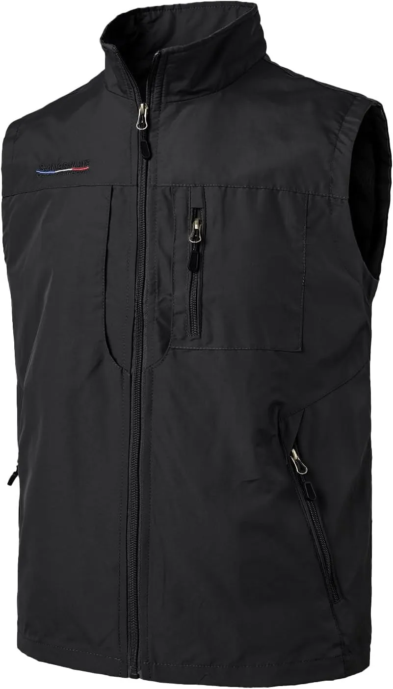 Mens Quick Dry Fishing Vests Lightweight Sleeveless Jackets with Zipper Pockets for Travel Hiking
