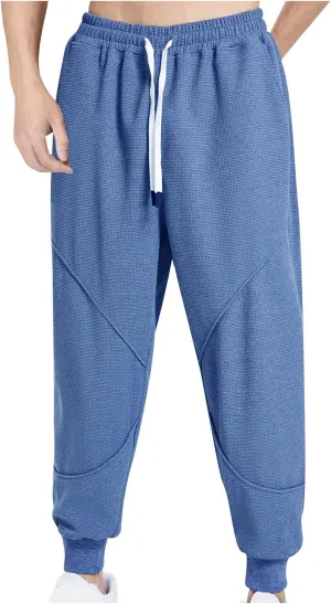 Mens Solid Sweatpants Pockets Tapered Track Athletic Slim Fit Pants for Running, Exercise, Workout, Joggering, Travel
