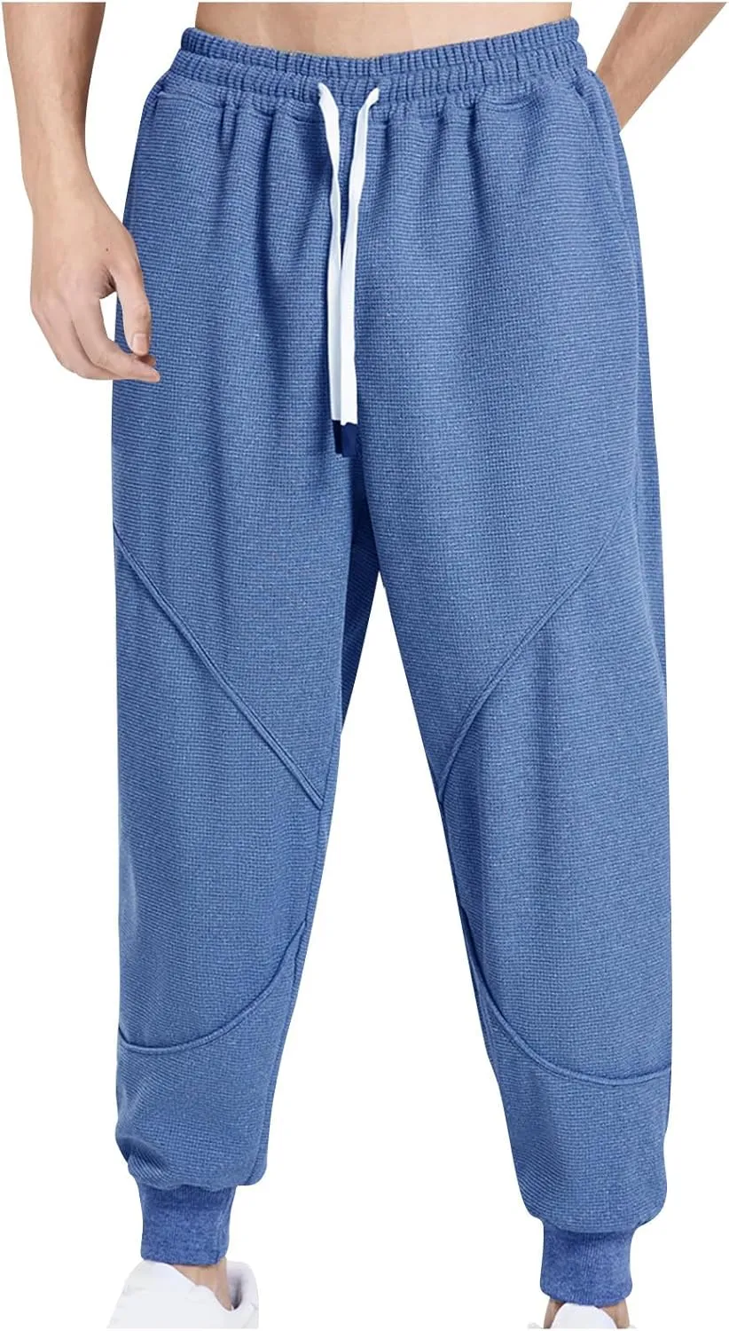 Mens Solid Sweatpants Pockets Tapered Track Athletic Slim Fit Pants for Running, Exercise, Workout, Joggering, Travel