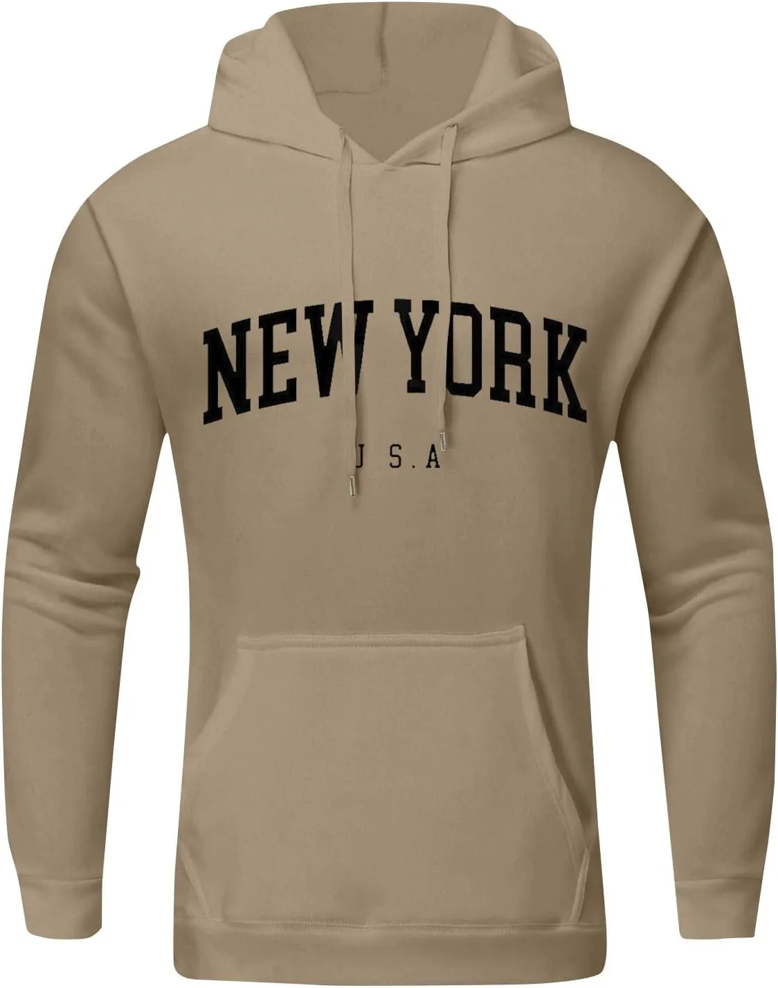 Mens Sweatshirt 2024 Casual Cotton Hooded Collar Drawstring Hoodie Letter Print Long Sleeve Warm Pullover with Pocket