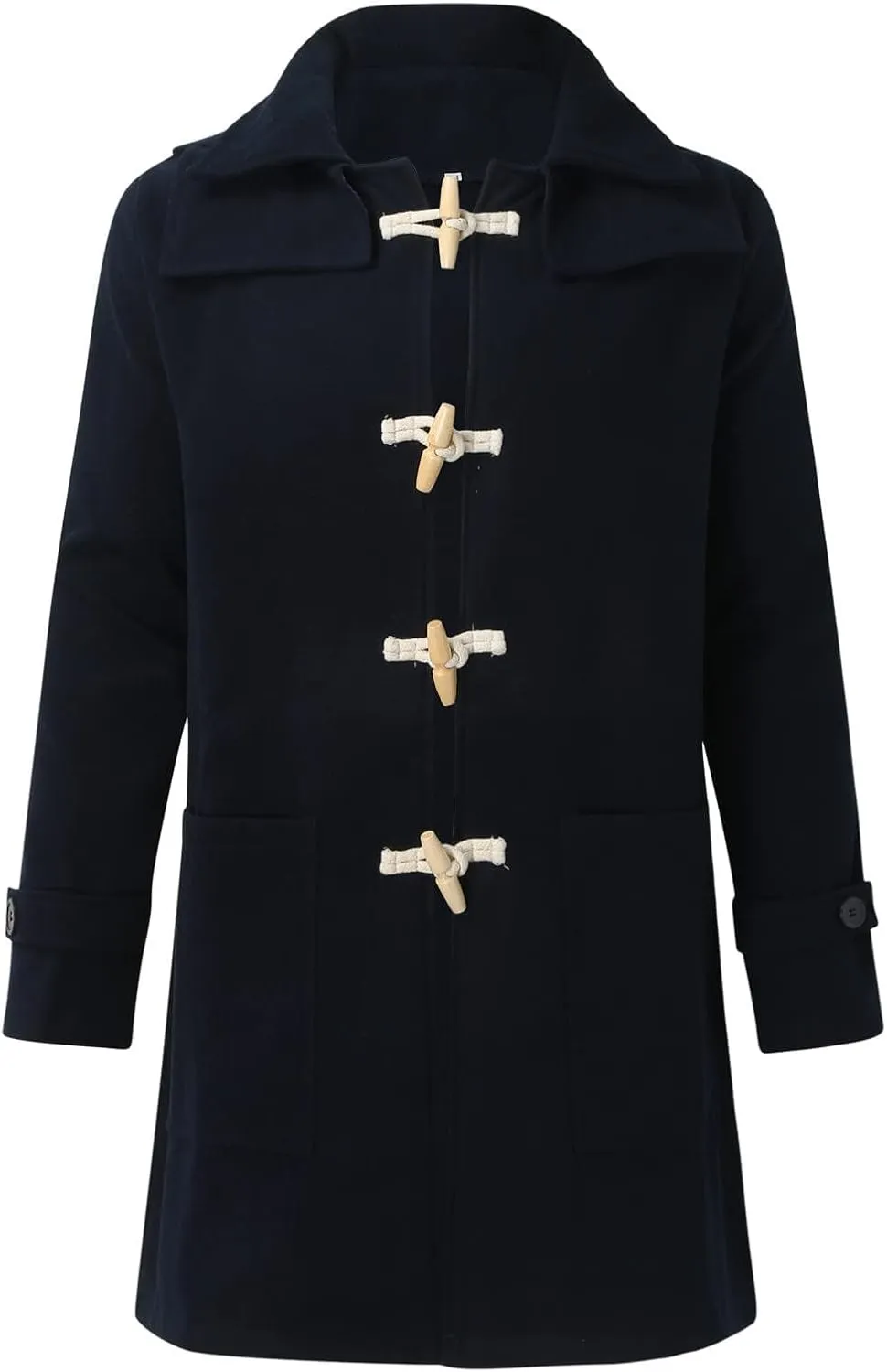 Mens Trench Coat Notched Collar Single Breasted Peacoat Winter Overcoat With Pockets Windbreaker Warm Jackets