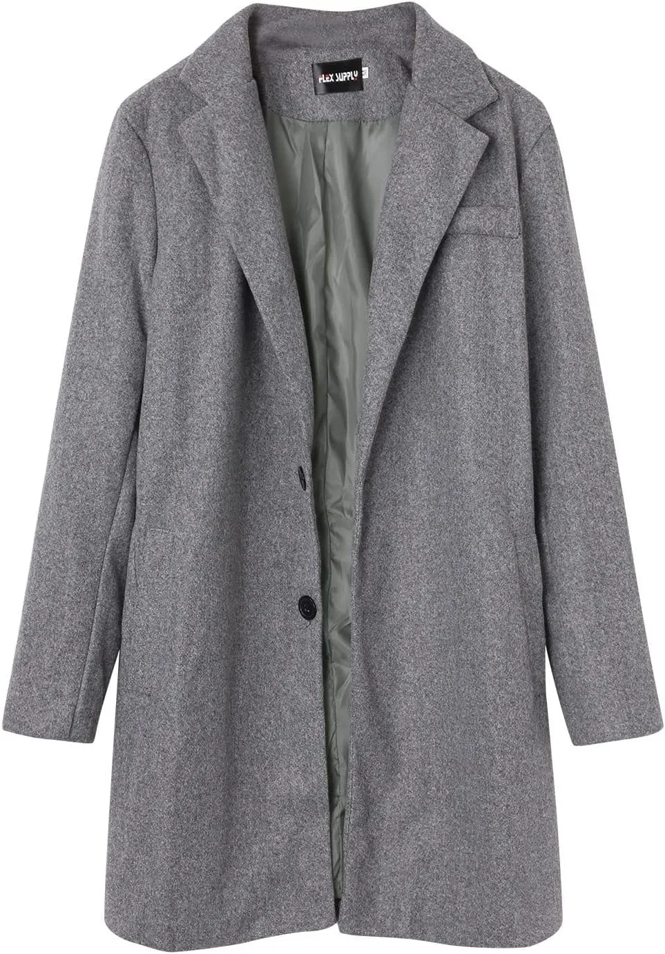 Mens Trench Coat Notched Collar Single Breasted Peacoat Winter Overcoat With Pockets Windbreaker Warm Jackets