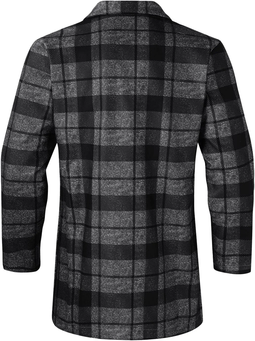 Mens Trench Coat Single Breasted Winter Warm Slim Fit Pea Coat Notched Collar Casual Overcoat Work Business Jacket