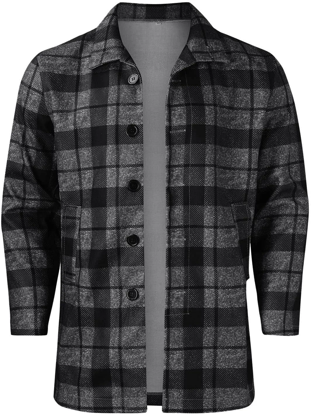 Mens Trench Coat Single Breasted Winter Warm Slim Fit Pea Coat Notched Collar Casual Overcoat Work Business Jacket