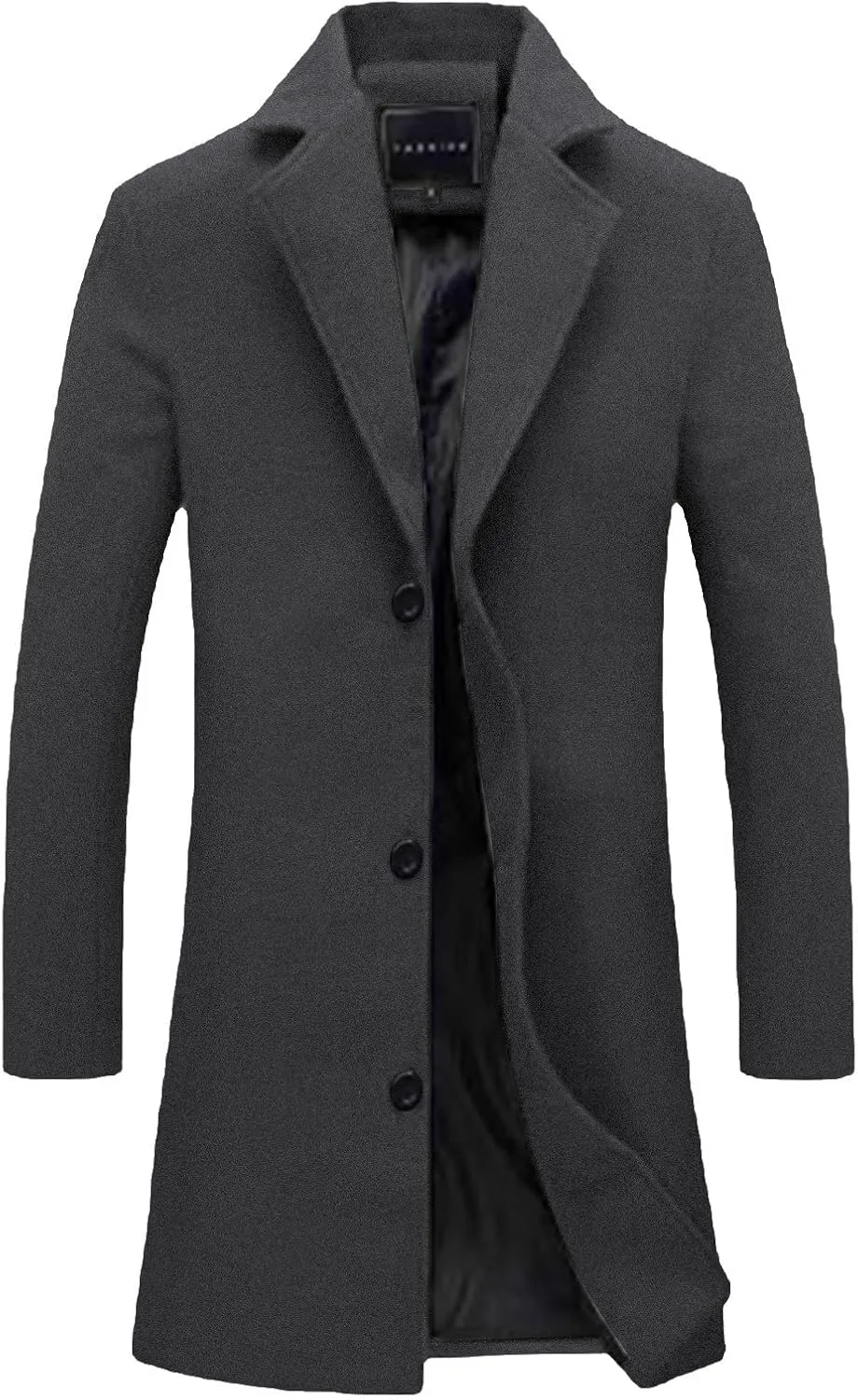 Mens Trench Coats Winter Long Jackets Wool Blend Pea Coat Trendy Notched Lapel Overcoat Single Breasted Jacket