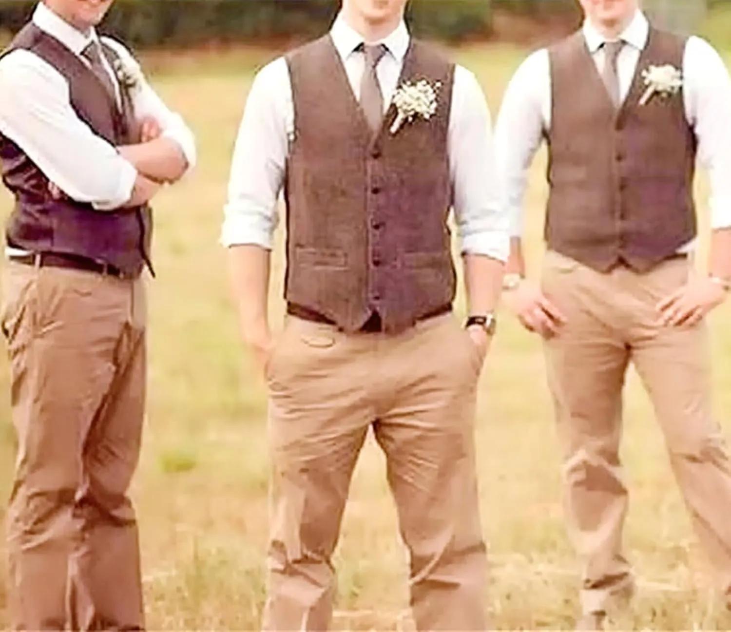 Men's Tweed Vest Herringbone Wool Waistcoat for Wedding Men Vests Formal Groom's Wear Suit Vest