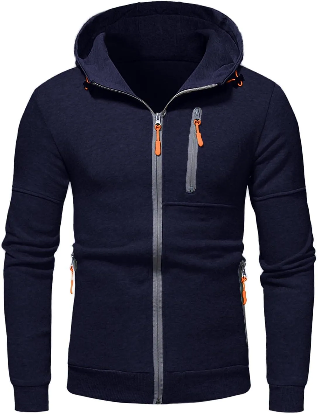 Mens Ultimate Full-Zip Hoodie Men's Spring And Autumn Long Sleeve Half Zip Hoodie Collar Drawstring Hoodies Pullover