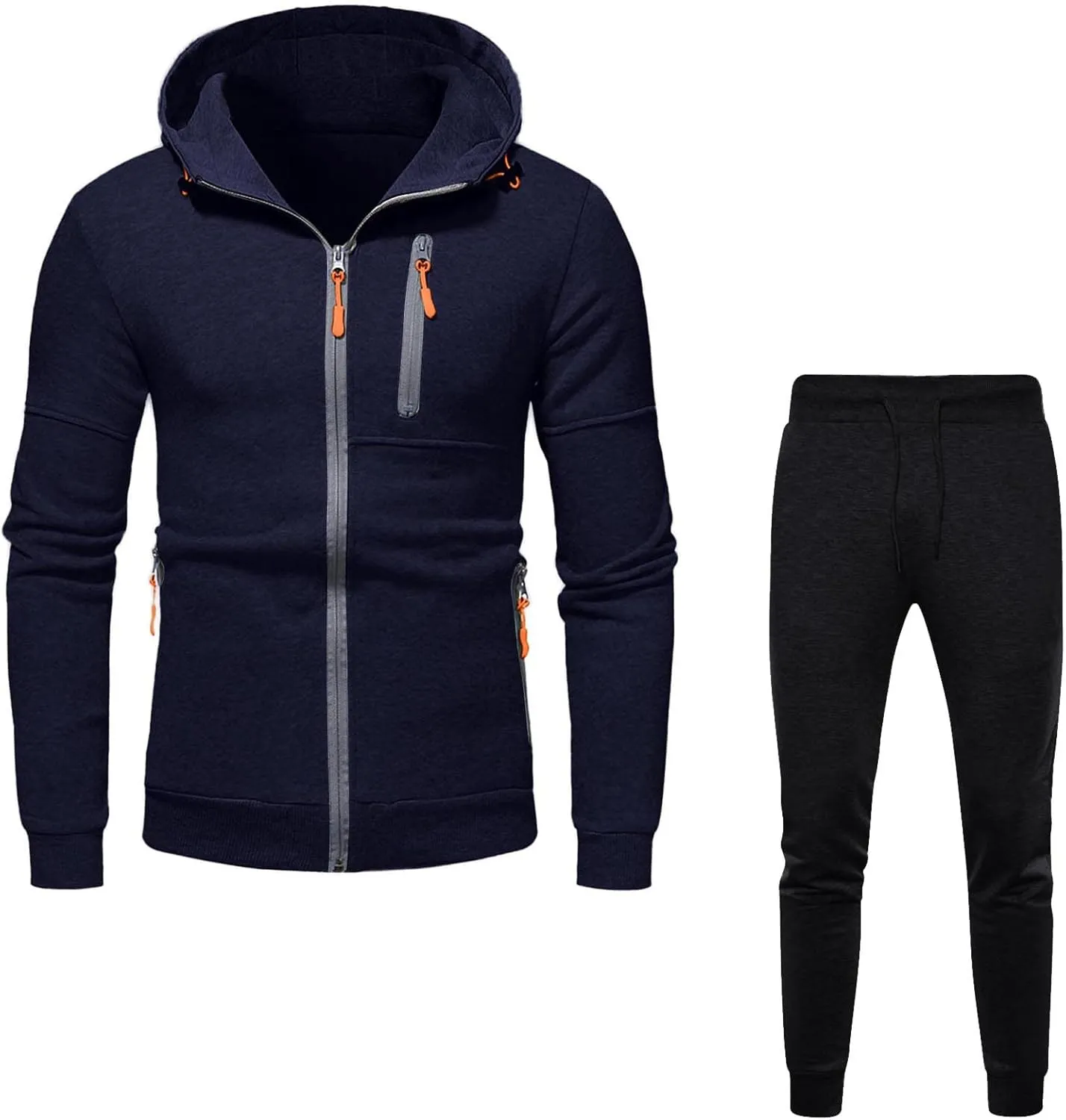 Mens Ultimate Full-Zip Hoodie Men's Spring And Autumn Long Sleeve Half Zip Hoodie Collar Drawstring Hoodies Pullover