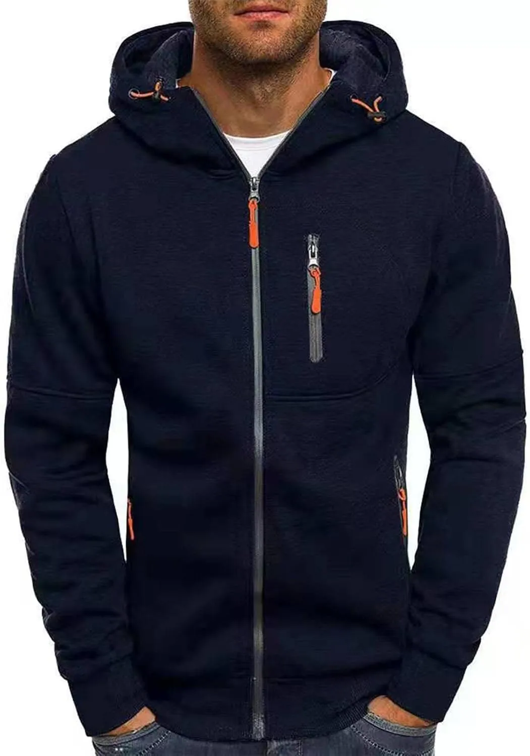 Mens Ultimate Full-Zip Hoodie Men's Spring And Autumn Long Sleeve Half Zip Hoodie Collar Drawstring Hoodies Pullover