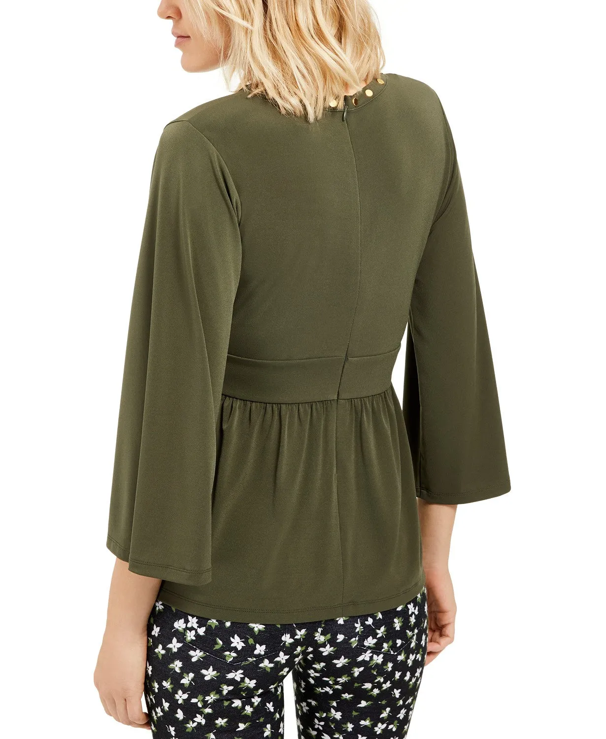 Michael Michael Kors Embellished V-Neck Top, Regular & Petite - Black