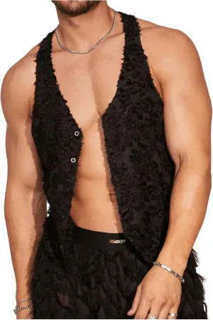 Milumia Men's Floral Vest V Neck Button Down Sleeveless Club Vests Tank Tops