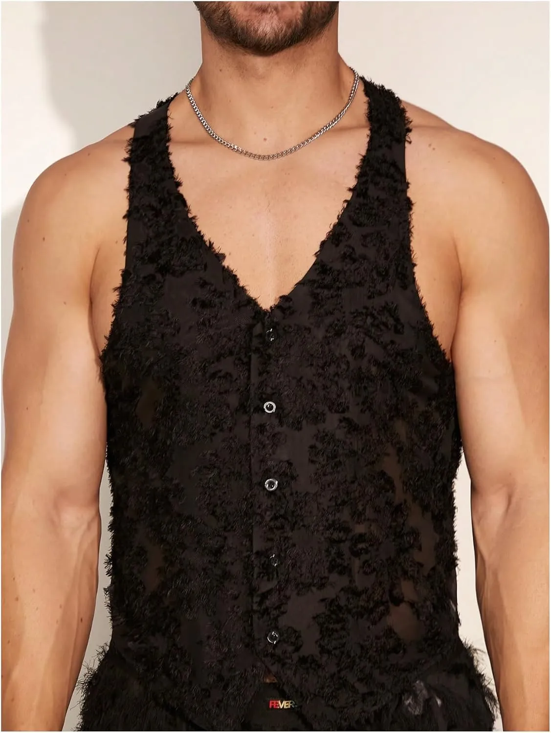 Milumia Men's Floral Vest V Neck Button Down Sleeveless Club Vests Tank Tops