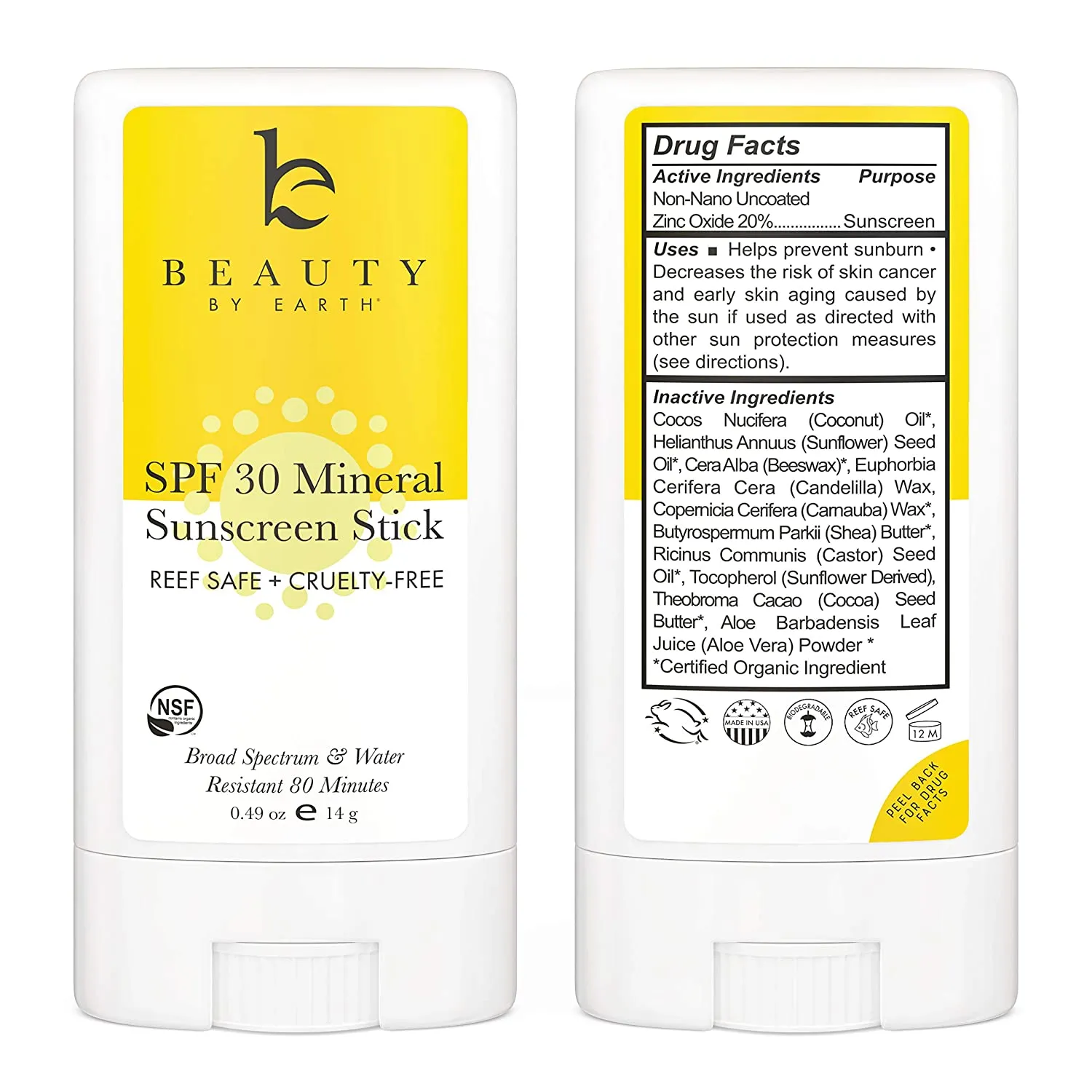 Mineral Sunscreen Stick - Zinc Oxide Sunscreen Lotion Stick, Best Sun Protection Travel Sunscreen Face and Body, Reef Safe Sunscreen, Natural Sunscreen Lotion Stick (No Tint)