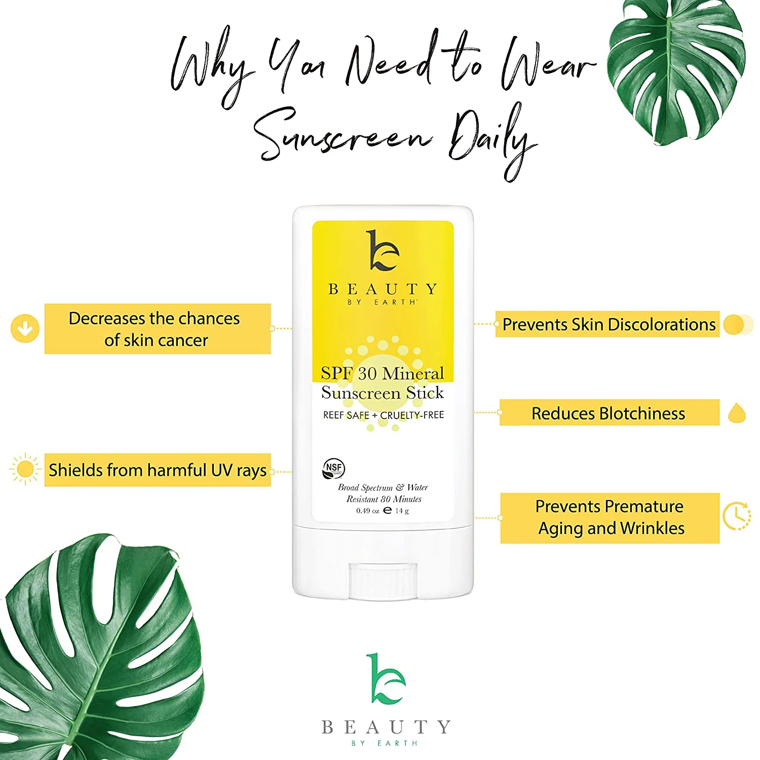 Mineral Sunscreen Stick - Zinc Oxide Sunscreen Lotion Stick, Best Sun Protection Travel Sunscreen Face and Body, Reef Safe Sunscreen, Natural Sunscreen Lotion Stick (No Tint)