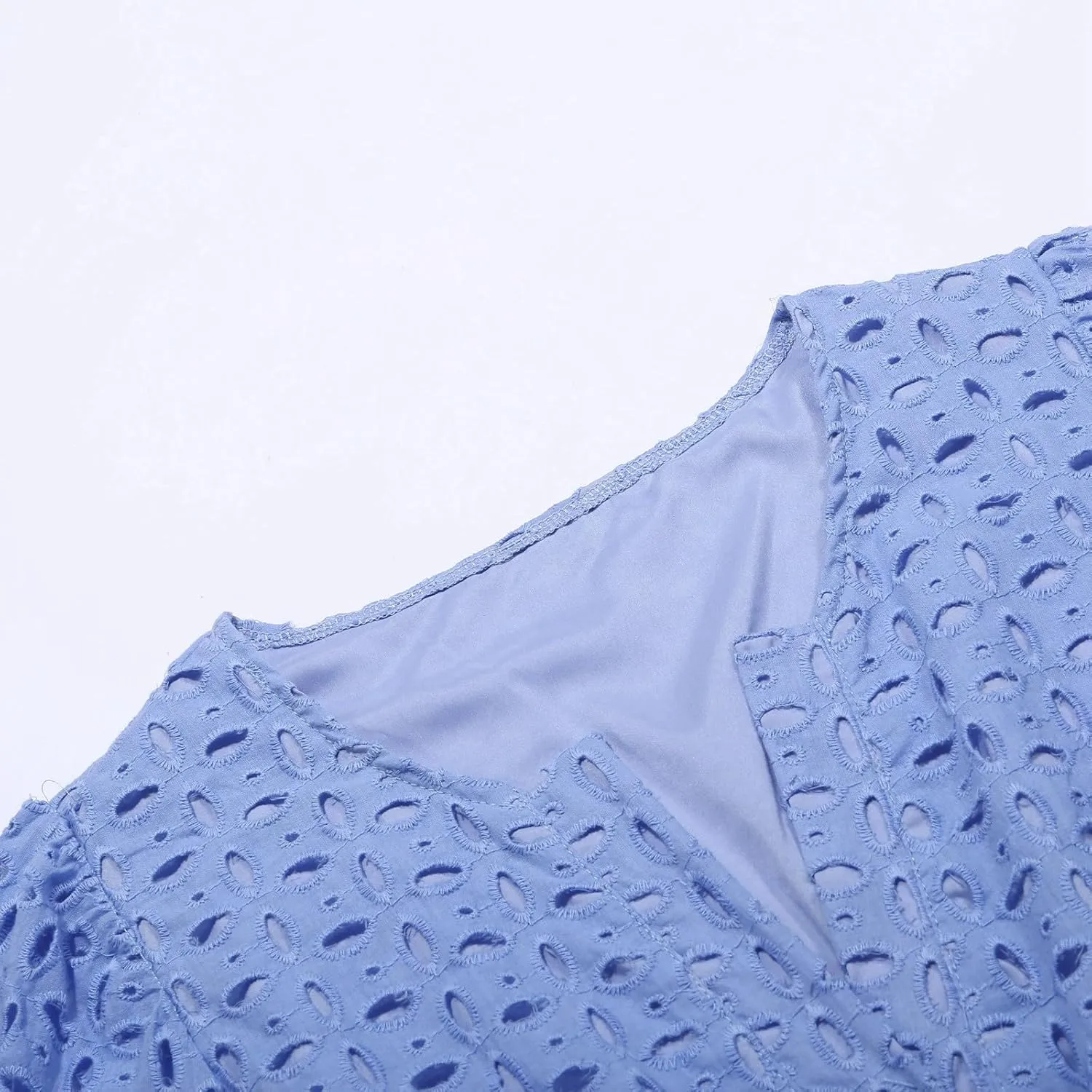 Mini Dress for Women 2025 Summer Short Dresses V Neck Short Sleeve a Line Hollow Out Lace Ruffle Cute Party Dresses