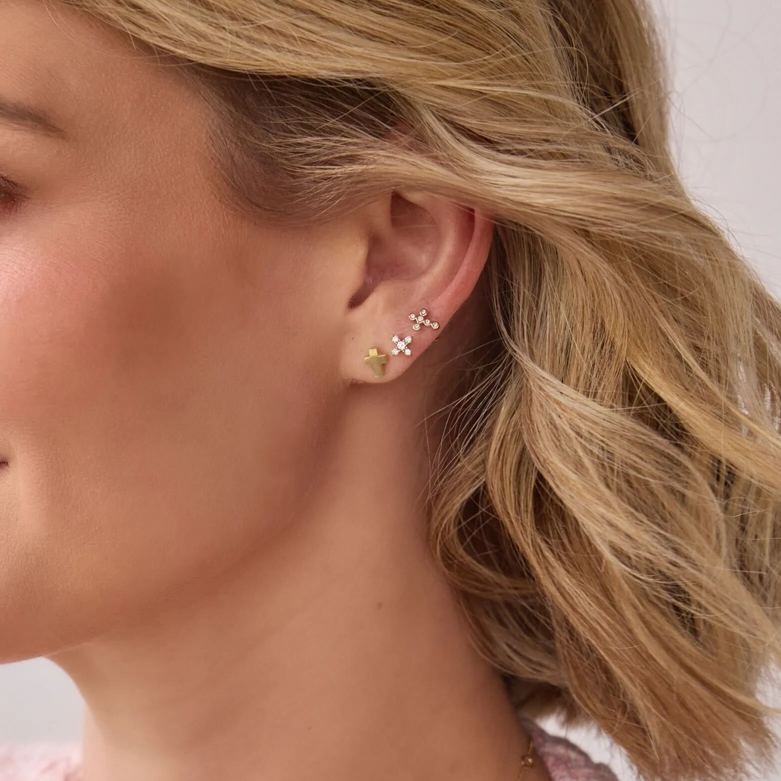 Mini Gold Cross Stud