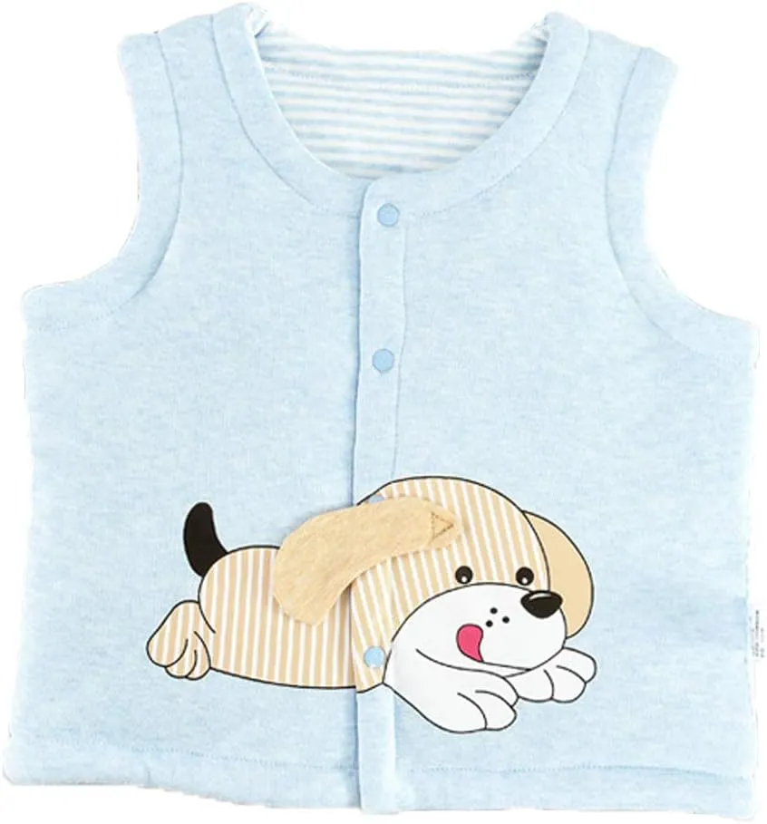 Monvecle Baby to Toddler Cotton Vests Unisex Infants Sleeveless Padded Waistcoat Bluedog 12-18M