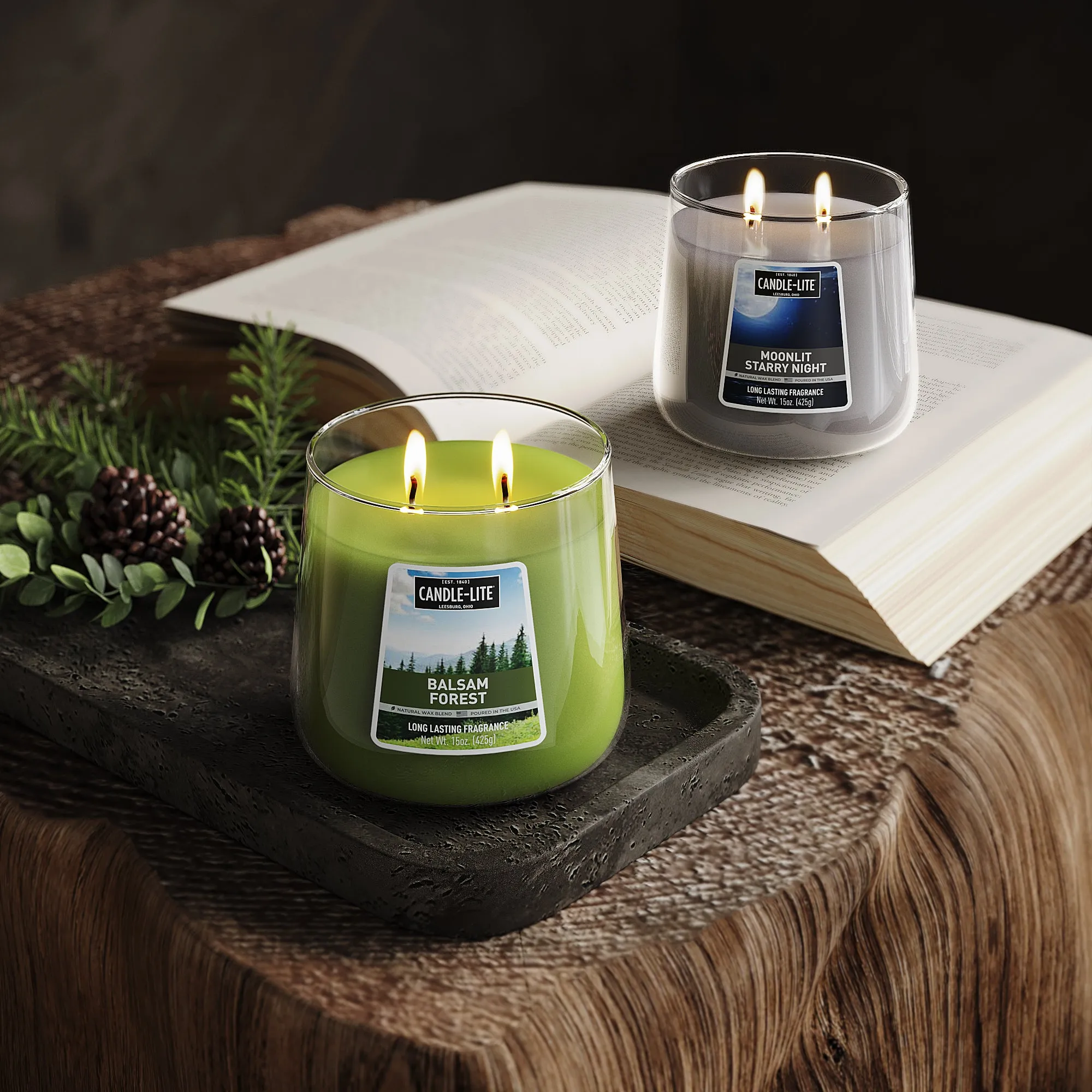 Moonlit Starry Night 15oz 2-wick Jar Candle