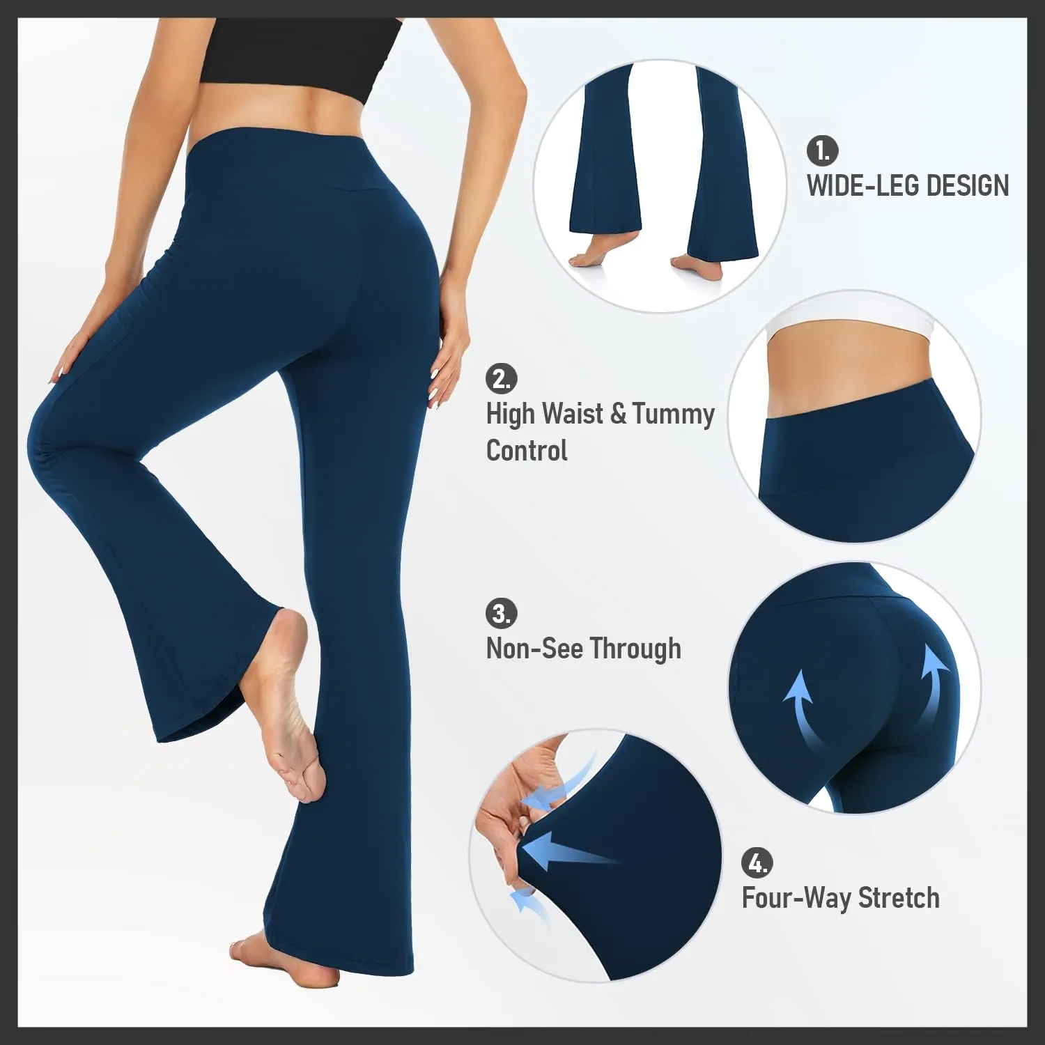 MOREFEEL Womens Bootcut Yoga Pants - Flare Leggings for Women High Waisted Active Leggings Workout Lounge Jazz Dress Pants